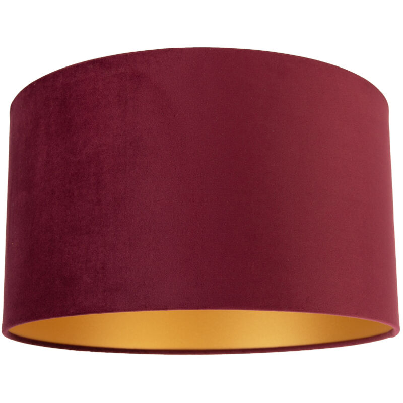 Qazqa Velour Lampenschirm Rot 35/35/20 Mit Goldener Innenseite