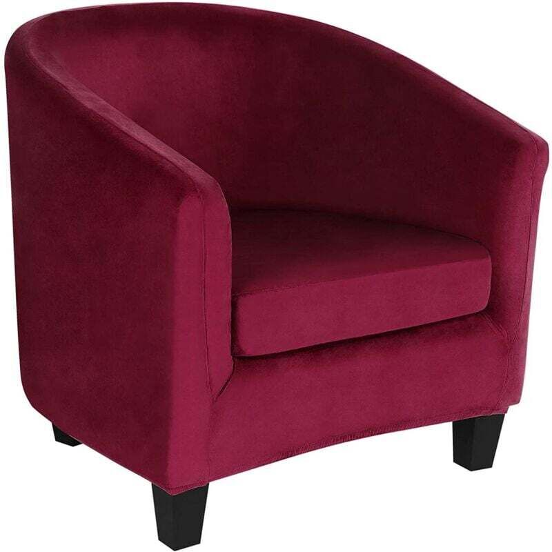 Velours Housse de Fauteuil Club Cabriolet Ensemble de 2 Pièces avec Housse de Coussin, Housse pour Fauteuil Salon Crapaud Extensible Tub Chair, VIN