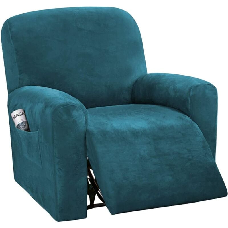 Aorsher - Velours Housse De Fauteuil Relax Extensible, 4 Pièces Doux Housse De Chaise Inclinable avec Poche Latérale Antidérapant Lavable Couvre pour
