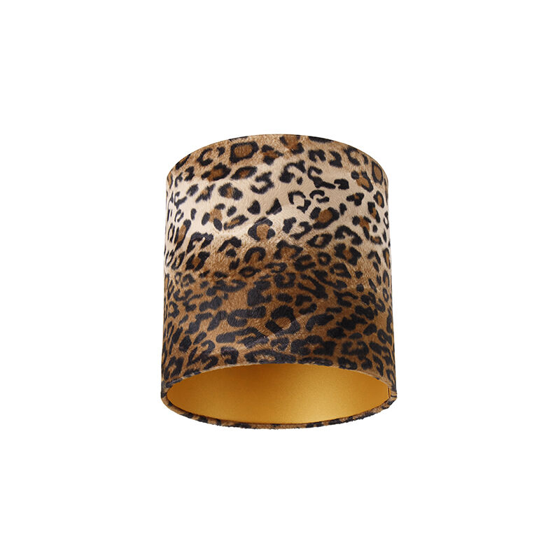 Qazqa - Velvet Lampshade Leopard Design 25/25/25 Gold Inside