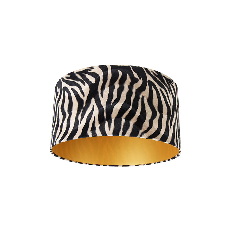 Velvet Lampshade Zebra Design 50/50/25 Gold Interior