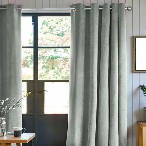 THEDECOFACTORY VELOURS - Rideau toucher velours gris clair 140x250