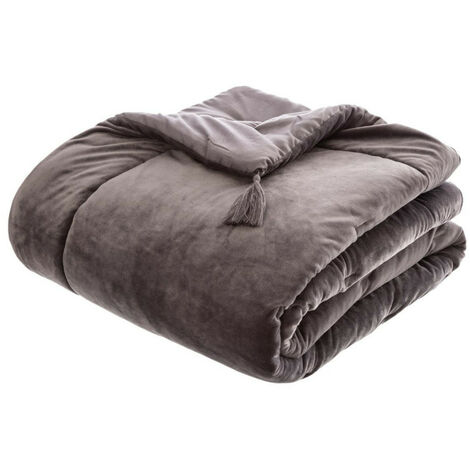 Velours-Steppdecke Sonia 80 x 180 cm Atmosphéra - Grau