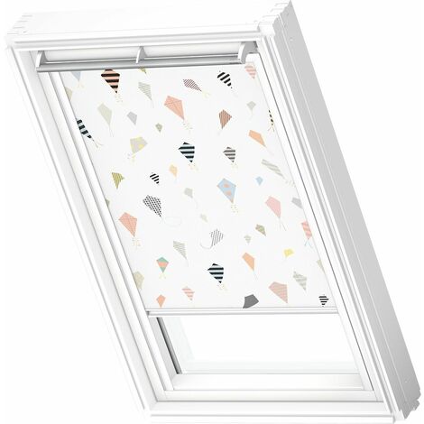 VELUX store occultant (DKL) original, cadre blanc, collection enfants, pour fenêtre de toit VELUX
