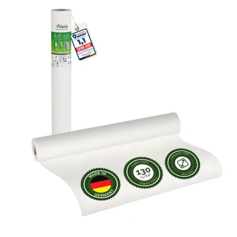 Veluxis® Papier peint intissé lisse de qualité supérieure, utilisable comme sous-couche et pour la peinture – peignable, pontant les fissures, indéformable (Blanc, 10,05 m x 0,53 m - 130 g/m²)