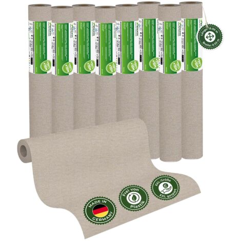 Veluxis® UNI Glattvlies Vliestapete XXL Rolle 15m x 0,53m Greige – Matt & leicht strukturiert – Wandklebetechnik ohne Einweichen – Hoch waschbeständig & stoßfest – Made in Germany