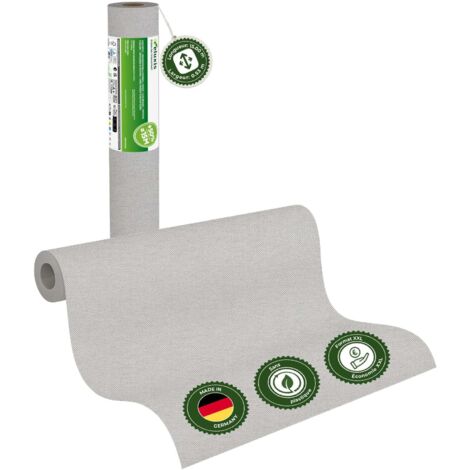Veluxis® UNI Glattvlies Vliestapete XXL Rolle 15m x 0,53m Nebelgrau – Matt & leicht strukturiert – Wandklebetechnik ohne Einweichen – Hoch waschbeständig & stoßfest – Made in Germany