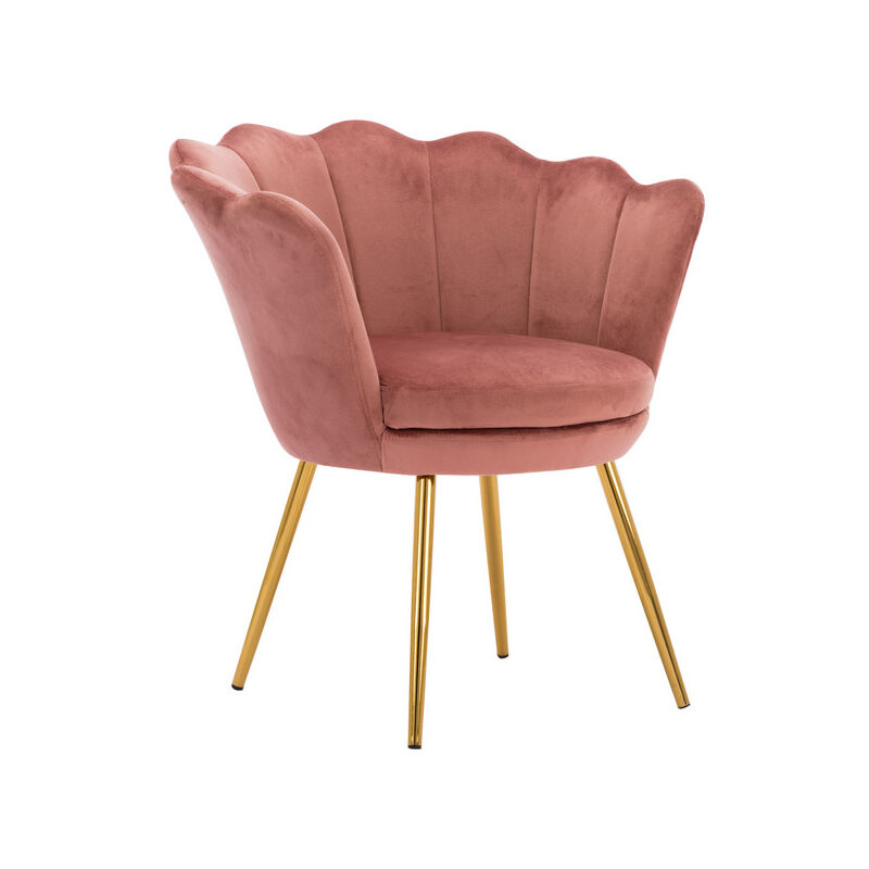 Modern Accent Chair in Velvet Armchair with Gold Legs Tub Chair for Home Bedroom Living Room, Pink