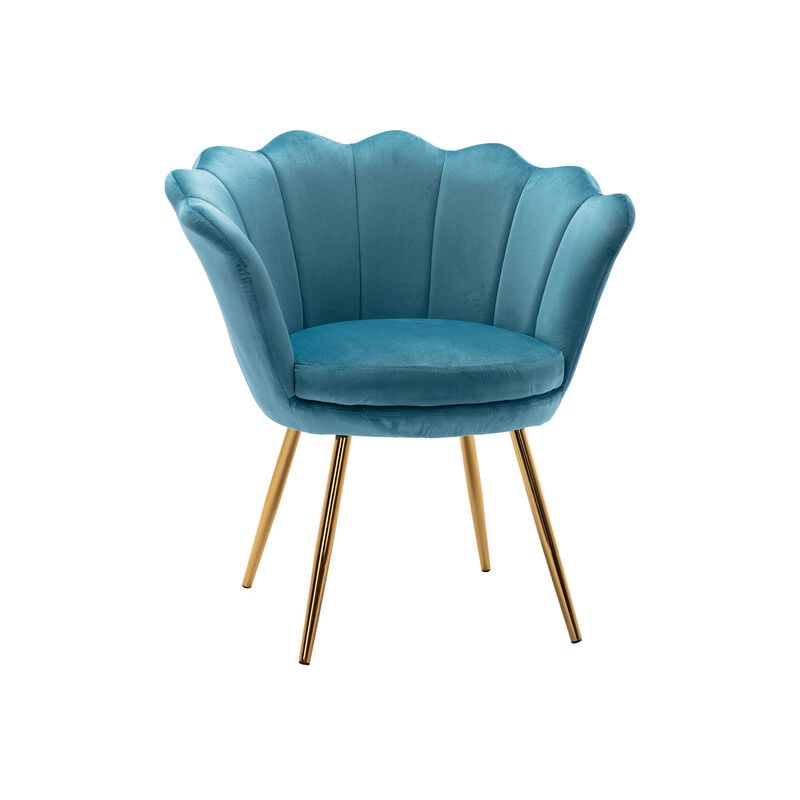 Modern Accent Chair in Velvet Armchair with Gold Legs Tub Chair for Home Bedroom Living Room, Blue