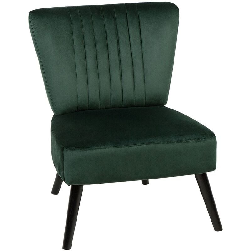 Modern Armless Living Room Accent Armchair Vertical Tufting Fabric Green Vaasa