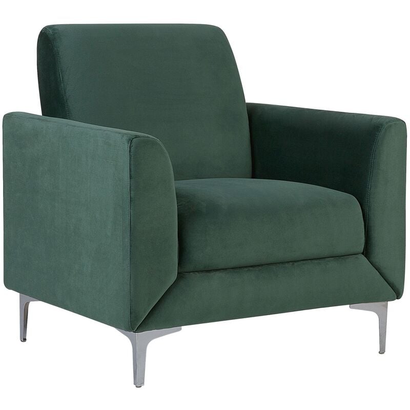 Modern Retro Upholstered Club Chair Armchair Velvet Fabric Green Fenes