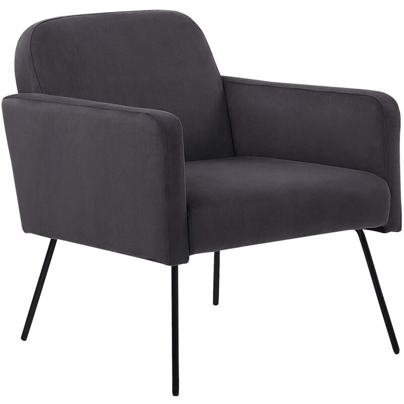 Beliani - Modern Retro Living Room Armchair Slender Black Metal Legs Grey Velvet Narken