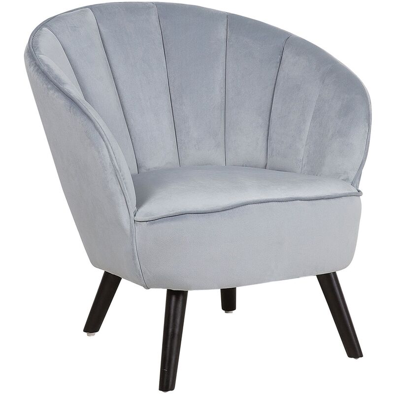 Modern Glam Velvet Armchair Shell Back Tufted Light Grey Dala