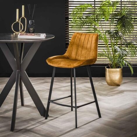 Velvet Bar Stool Marty Gold