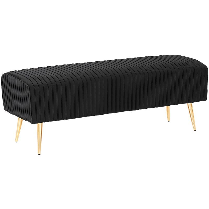 Glamour Velvet Bedroom Living Room Bench Gold Metal Legs Black Paterson