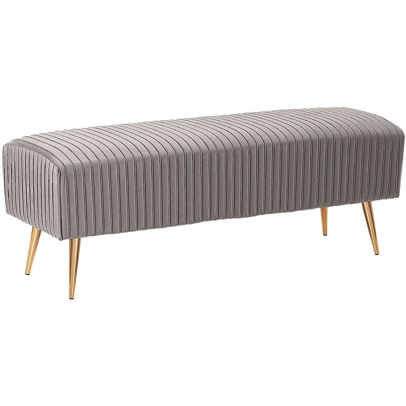Beliani - Glamour Velvet Bedroom Living Room Bench Gold Metal Legs Grey Paterson