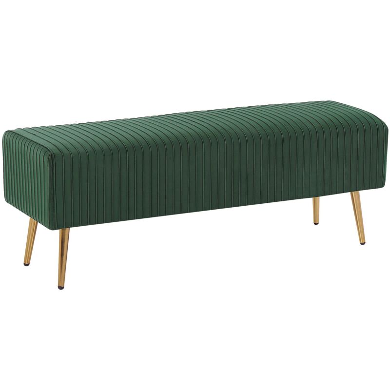 Beliani Bench Emerald Green Velvet Upholstered Gold Metal Legs 118 X 40 Cm Glamour Living Room Bedroom Hallway Paterson
