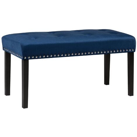 Velvet Bedroom Bench Navy Blue YORKTON