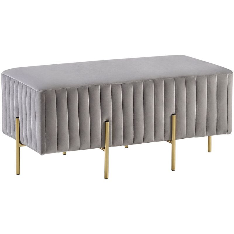 Glam Velvet Bedroom Living Room Bench Gold Metal Legs Grey Dayton