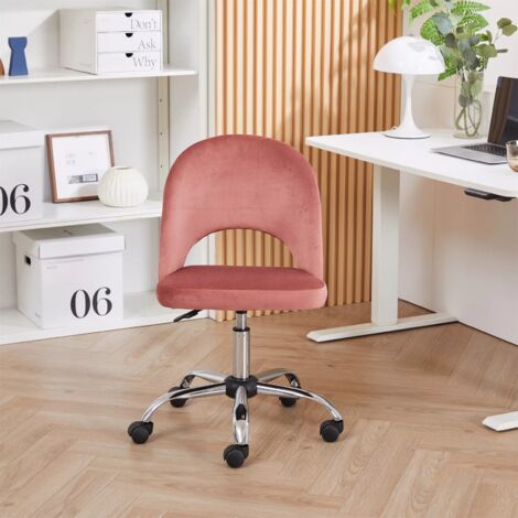 Velvet Cushioned Computer Desk Office Chair - Pink