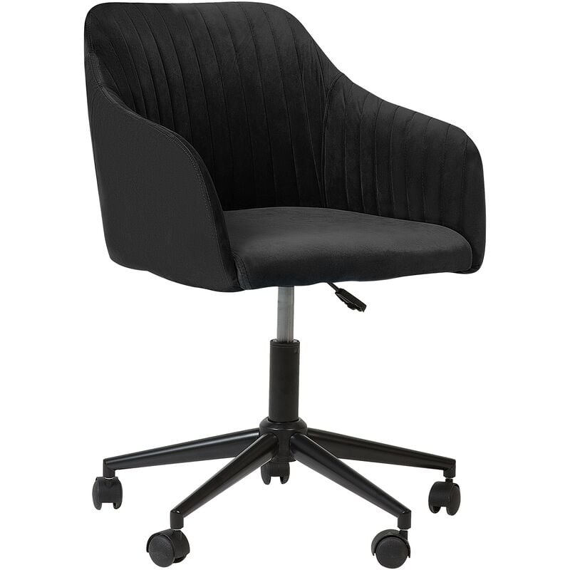 Beliani - Modern Swivel Office Chair Armchair Adjustable Height Velvet Black Venice