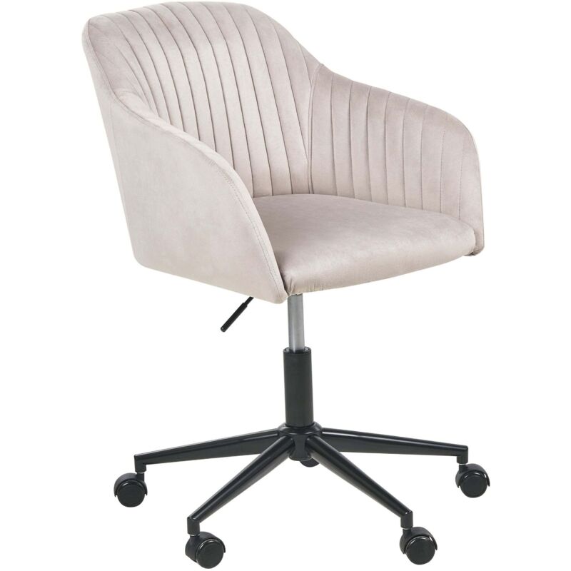 Beliani - Modern Swivel Office Chair Armchair Adjustable Height Velvet Taupe Venice