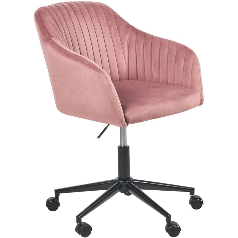 Beliani - Modern Swivel Office Chair Armchair Adjustable Height Velvet Pink Venice