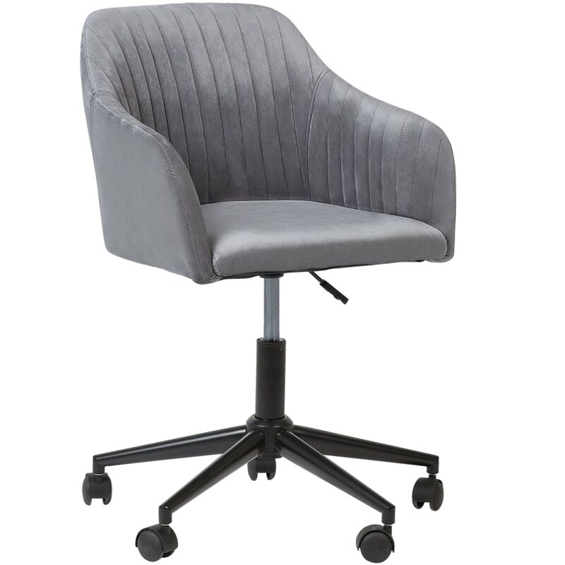 Beliani - Modern Swivel Office Chair Armchair Adjustable Height Velvet Grey Venice