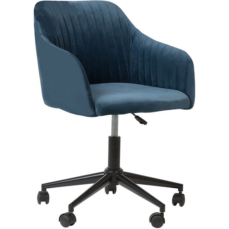 Modern Swivel Office Chair Armchair Adjustable Height Velvet Teal Blue Venice