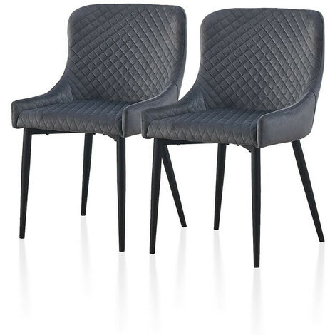Velvet Dining Chairs 2X Upholstered Kitchen Leisure Chairs with Metal Legs Accent Chair,Grey