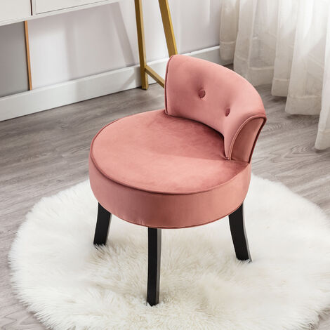 Velvet Dresser Stool Bedroom Chair Makeup Stool with Wooden Legs