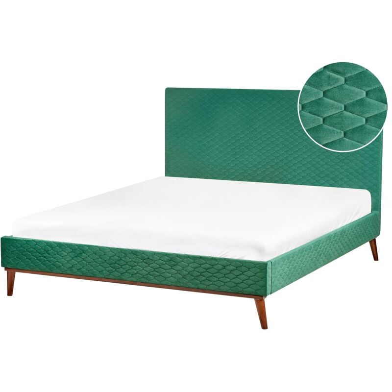 Modern Velvet Fabric EU King Size Bed Frame 5ft3 Upholstered Green Bayonne