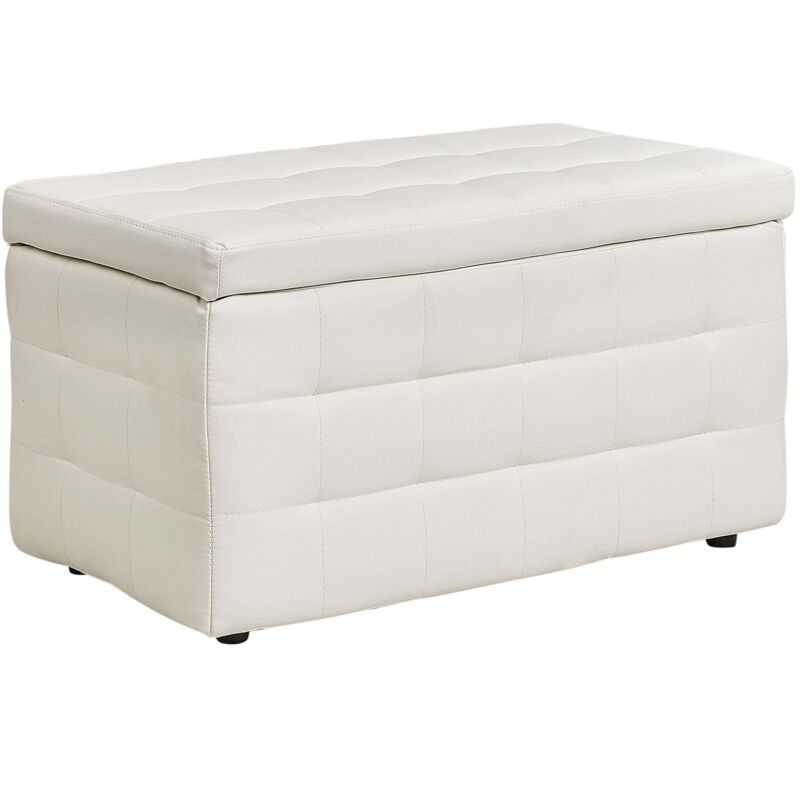 Beliani - Modern Tufted Ottoman Bedroom Bench Storage Chest White Faux Leather Michigan