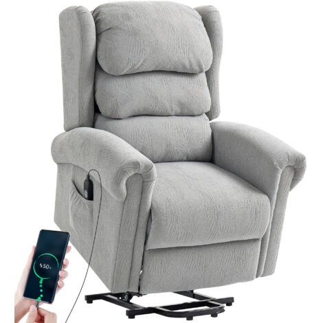 Velvet-Feel Electric Riser Recliner Chair - Grey