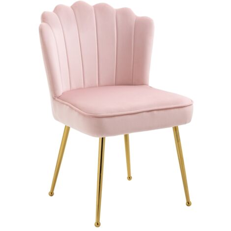 Velvet-Feel Shell Accent Chair - Pink