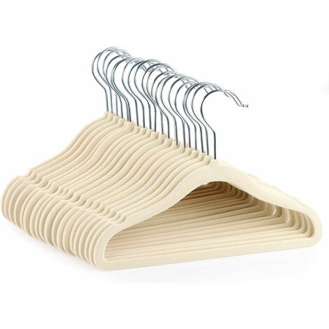 Slim Non-Slip Velvet Hangers - Beige or Black (Box of 26)