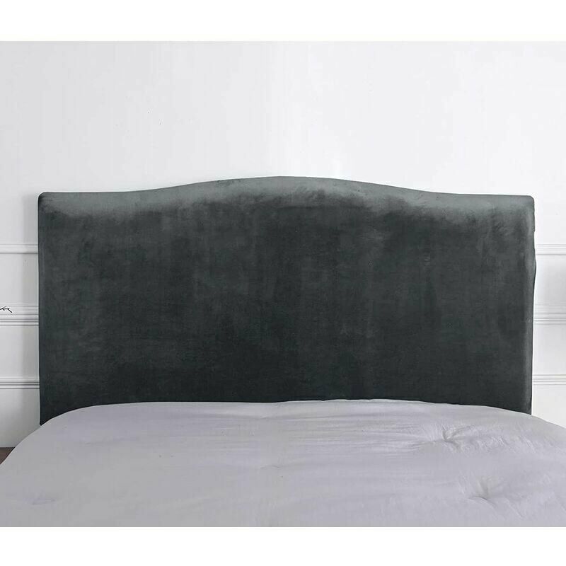 Velvet Headboard Cover Solid Color Elastic Dust Cover for Bedroom Decoration,Black, 1.5m (suitable for 1.4-1.7m headboard, height