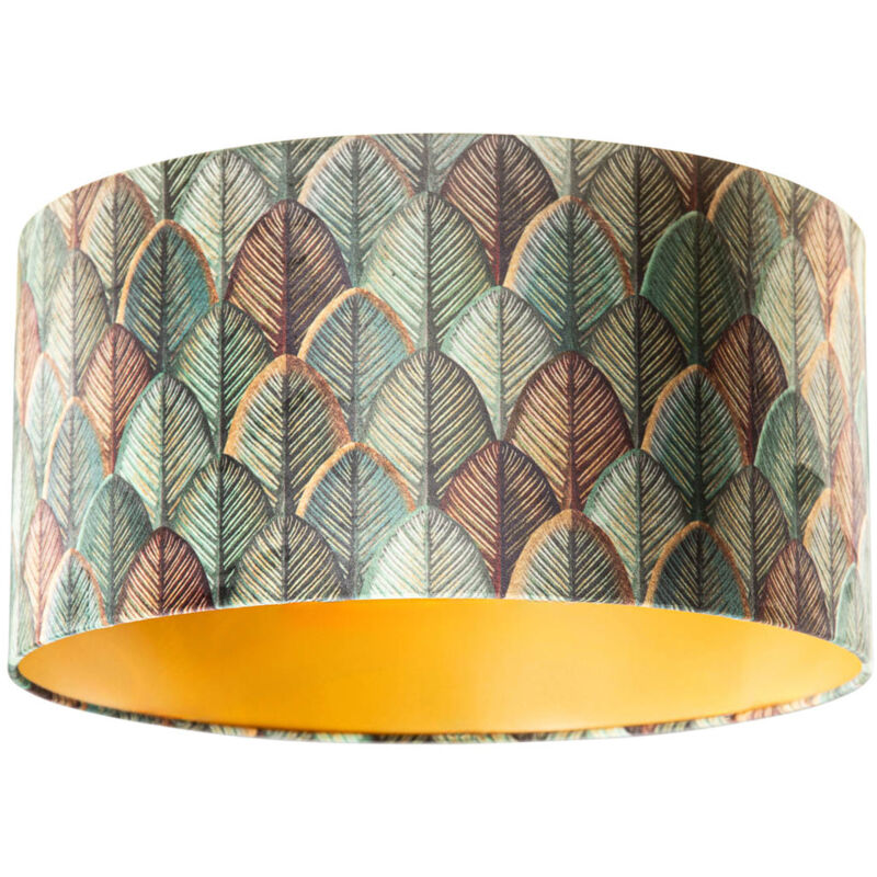 Image of Velvet Lampshade Leaf Design with Gold&hellip;