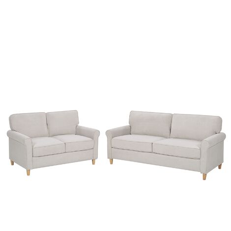 Velvet Living Room Sofa Set 3 +2 Seater Light Beige Pocket Spring Seat Ronneby - Beige