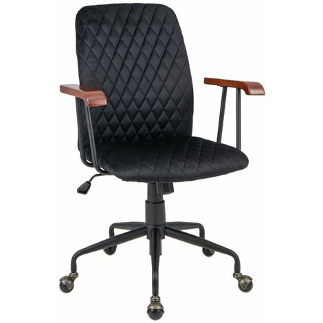 Velvet Office Chair Ergonomic Mid-back Computer Desk Chair W/Rubber Wood Armrest