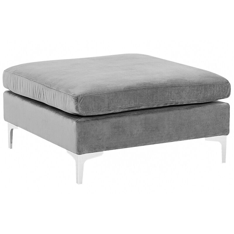Beliani - Velvet Ottoman With Top-pillow Seat Footstool Metal Legs Grey Evja