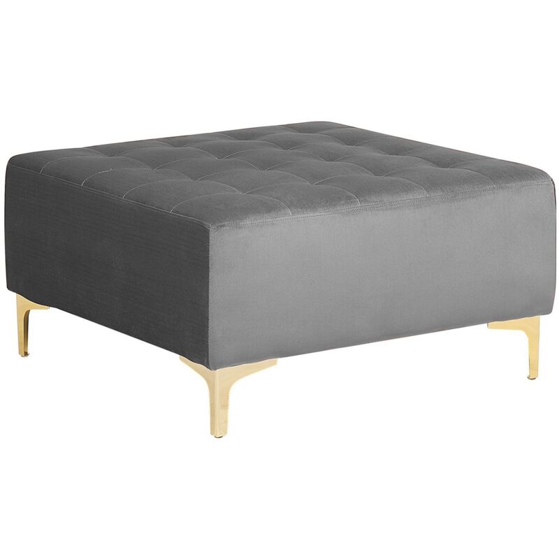 Beliani - Modern Ottoman Square Footstool Grey Velvet Tufted Aberdeen