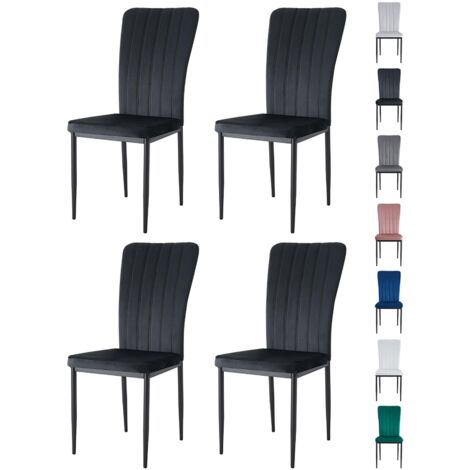 Velvet Padded Seat Dining Chairs with Metal Legs NEW ELLE BLACK 4