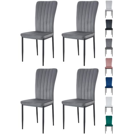 Velvet Padded Seat Dining Chairs with Metal Legs NEW ELLE DARK GREY 4