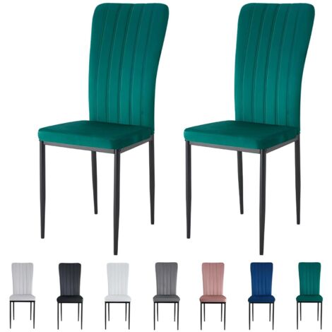 Velvet Padded Seat Dining Chairs with Metal Legs NEW ELLE GREEN 2