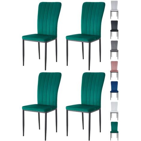 Velvet Padded Seat Dining Chairs with Metal Legs NEW ELLE GREEN 4