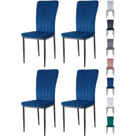 Velvet Padded Seat Dining Chairs with Metal Legs NEW ELLE LIGHT BLUE 4