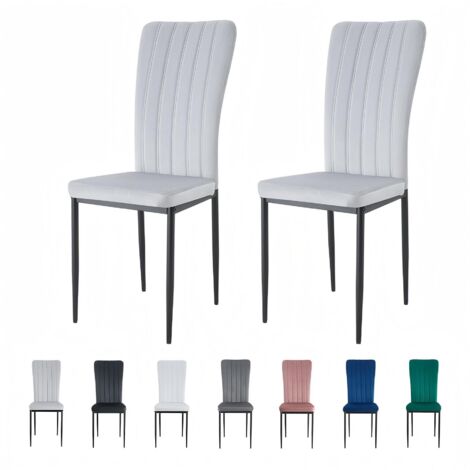 Velvet Padded Seat Dining Chairs with Metal Legs NEW ELLE LIGHT GREY 2