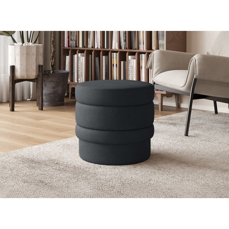 Velvet - Pouf design en velours noir velvet