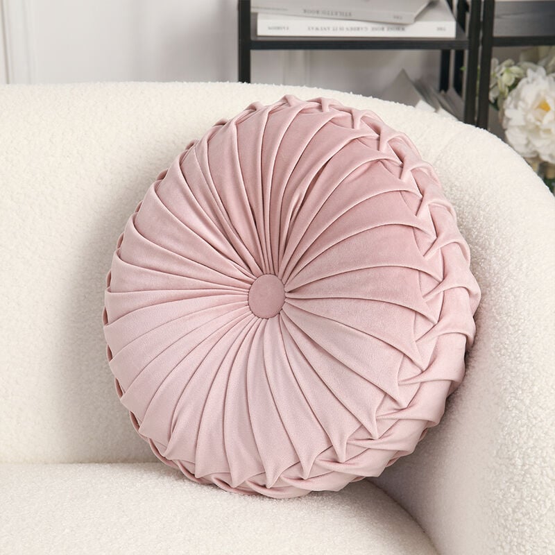 Velvet Round Pumpkin Pillow Cushion, Pink 35CM - SP1879